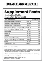 Nutrition Facts, Nutrition Facts Label, Supplement facts, Nutrition List, Vitamin Facts, Supplement list, Nutrition Template, Supplement Template 