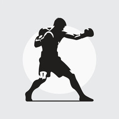 Black Silhouette boxer punching