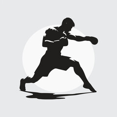 Black Silhouette boxer punching