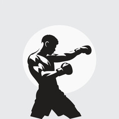 Black Silhouette boxer punching