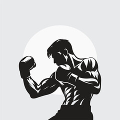 Black Silhouette boxer punching
