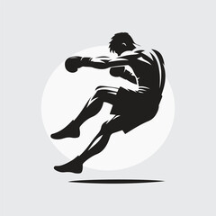 Black Silhouette boxer punching