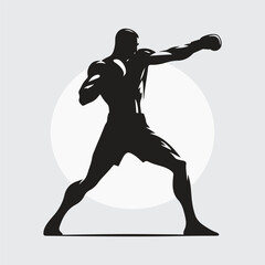 Black Silhouette boxer punching
