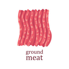 Ground beef with fat on a white background. Meat products. Ground meat