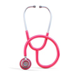 Pink Stethoscope on White Background, Medical Healthcare Equipment