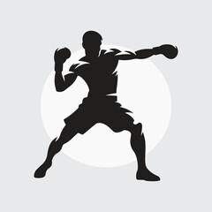 Black Silhouette boxer punching