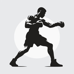 Black Silhouette boxer punching