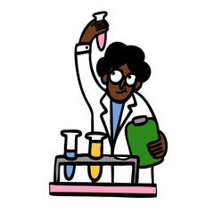 Scientist looking at test tubes