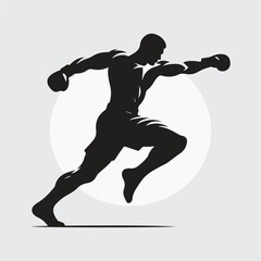 Black Silhouette boxer punching