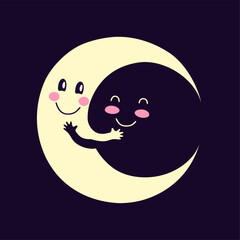 A sweet valentine with a hugging moon