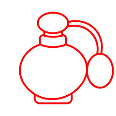 Red perfume bottle with heart – romantic beauty outline icon vector