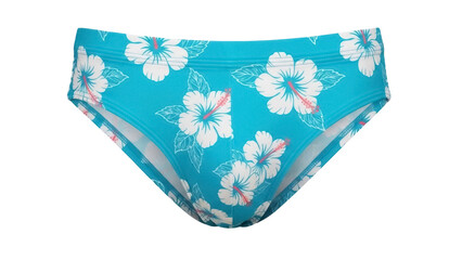 Isolated blue hibiscus floral swimming trunks fashion apparel for leisure swimming pool fun