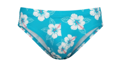 Isolated blue hibiscus floral swimming trunks fashion apparel for leisure swimming pool fun