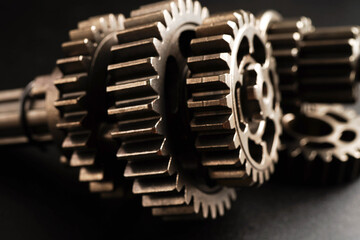 Metal gear wheel engine car and bike, mechanic industry.