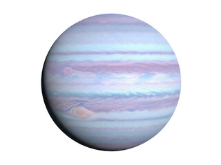 Isolated gas giant planet features bands of light and dark shades viewed from space