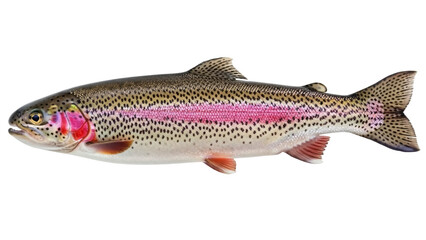 Isolated Rainbow Trout fish with colorful markings, a common species in North America