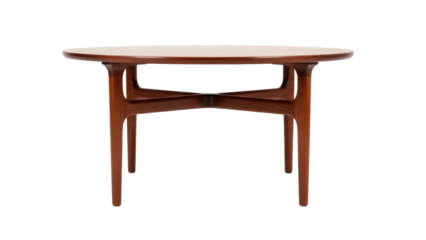 Isolated Mid-Century Modern Round Coffee Table for Living Room, Den, Home Staging, Interior Decor