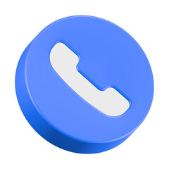 3d rendering icon call blue button