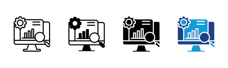Monitoring icon set multiple style collection