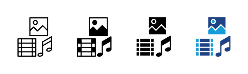 Media icon set multiple style collection
