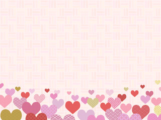 ハートの背景⑪和柄_下部_ピンク算木くずし