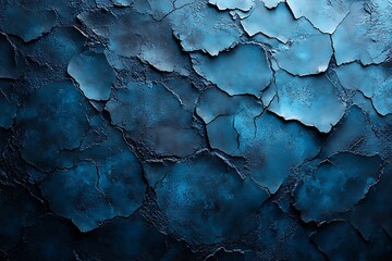 Textured blue abstract background with fractured and peeling layers, providing a unique grunge effect