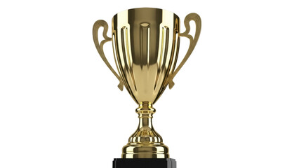 Isolated Shiny golden trophy cup for success or victory, a symbol of achievement