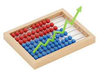 Isolated math learning tool features abacus and growing green line graph, symbolizing growth