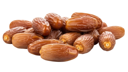 Isolated pile of ripe juicy dates, a sweet dried fruit snack, rich in nutrition and vitamins