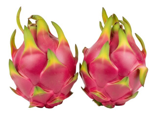 Isolated Pair of Tropical Dragon Fruit, Exotic and Vibrant Fruits, Tasty and Sweet