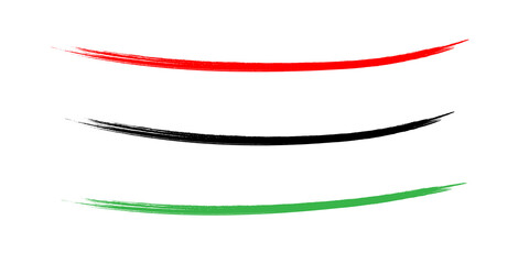 Abstract Textured Red, Black, and Green Horizontal Brush Strokes Paint Lines for Graphic Design and Minimalist Art, Isolated on transparent Background