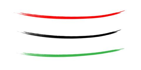 Abstract Textured Red, Black, and Green Horizontal Brush Strokes Paint Lines for Graphic Design and Minimalist Art, Isolated on transparent Background