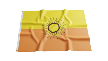 Isolated flag of Miyazaki Prefecture, Japan featuring yellow top and orange bottom halves