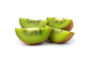 Kiwi fruit isolated. Green kiwifruit slice, kivi cut