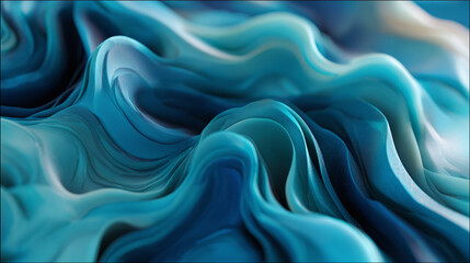 Obraz premium Abstract wavy fluid art with shades of blue and turquoise, with unique design and dynamic texture