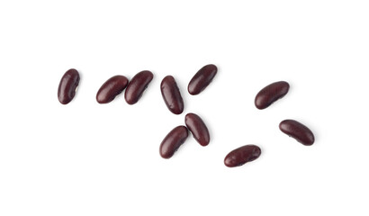 Red kidney beans isolated. Dry legume grains, protein seeds, tasty pea vegetable for salad