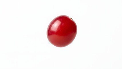 Obraz premium Single vibrant red cherry isolated on a clean white background.