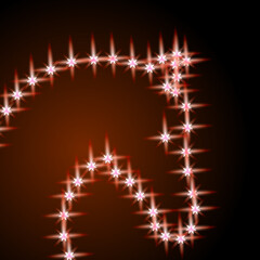 Horse Head Silhouette Made of Light Garland on Dark Background