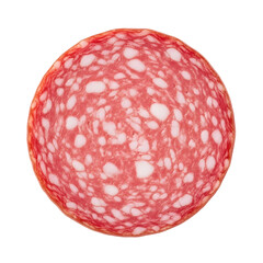 Sliced salami isolated on transparent background