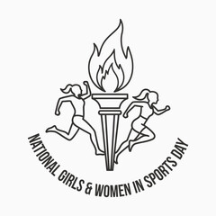 Women in Sports Day Torch and Equality Symbol Illustration