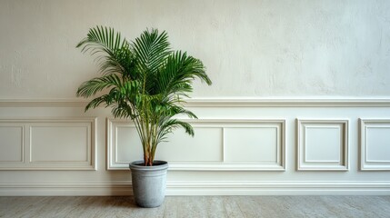 Potted Palm Tree in Modern Interior Space.