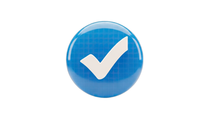 3D Blue Check Mark Button on White Background