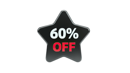 60% Off Star Badge on White Background