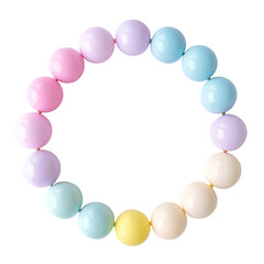 A round frame made of colorful bubbles sits on a clear background. The frame has soft rounded edges and is cut out for easy use in designs