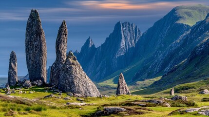 Rock Formations on Isle of Skye Landscape.