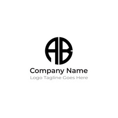 Circular AB Monogram Logo With Minimal Black Style