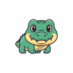 Cartoon Crocodile Illustration with Sharp Teeth.