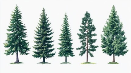 Fototapeta premium Conifer Trees Illustration