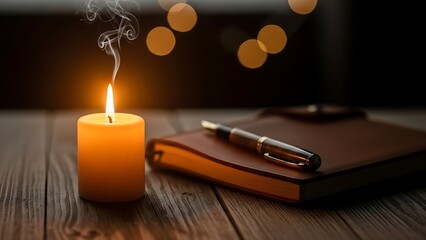 Glowing Candle Flame in Darkness