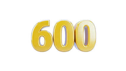 Golden Number 600 Isolated on White Background